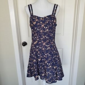 Vintage Blue Floral Summer Dress